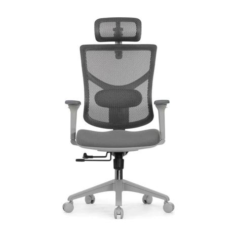 Офисные кресла Falto Star Office Ergo V3 каркас серый, спинка - серая сетка, сиденье - серая ткань; 3D поясничный упор; 5D подголовник