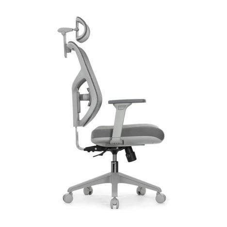 Офисные кресла Falto Star Office Ergo V3 каркас серый, спинка - серая сетка, сиденье - серая ткань; 3D поясничный упор; 5D подголовник