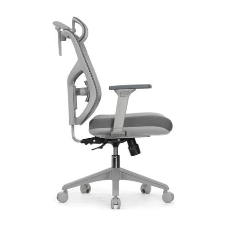 Офисные кресла Falto Star Office Ergo V3 каркас серый, спинка - серая сетка, сиденье - серая ткань; 3D поясничный упор; 5D подголовник