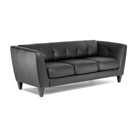 Диваны офисные 3-х местные Profoffice Volta 3 Dakota Black wenge Кожа черная/Кожзам черный