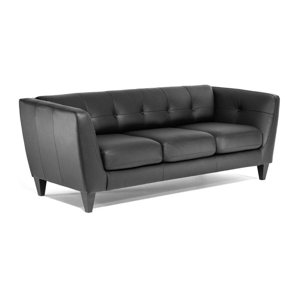 Диваны офисные 3-х местные Profoffice Volta 3 Dakota Black wenge Кожа черная/Кожзам черный